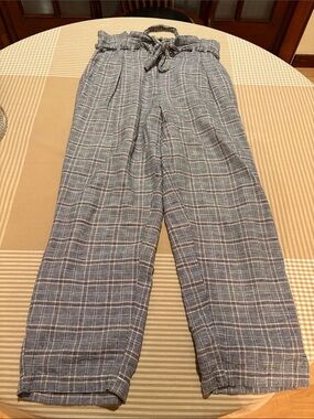 American Eagle Outfitters Gray Plaid Wide-Leg Pants